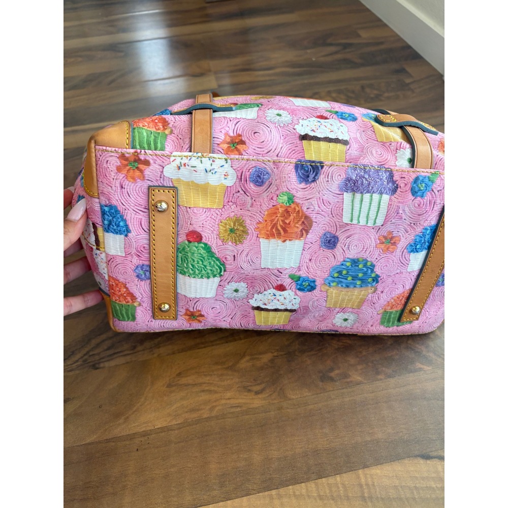 Dooney & Bourke Pink Cupcake Print Tote Bag Leather Trim Shopper Handbag - Picture 4 of 7